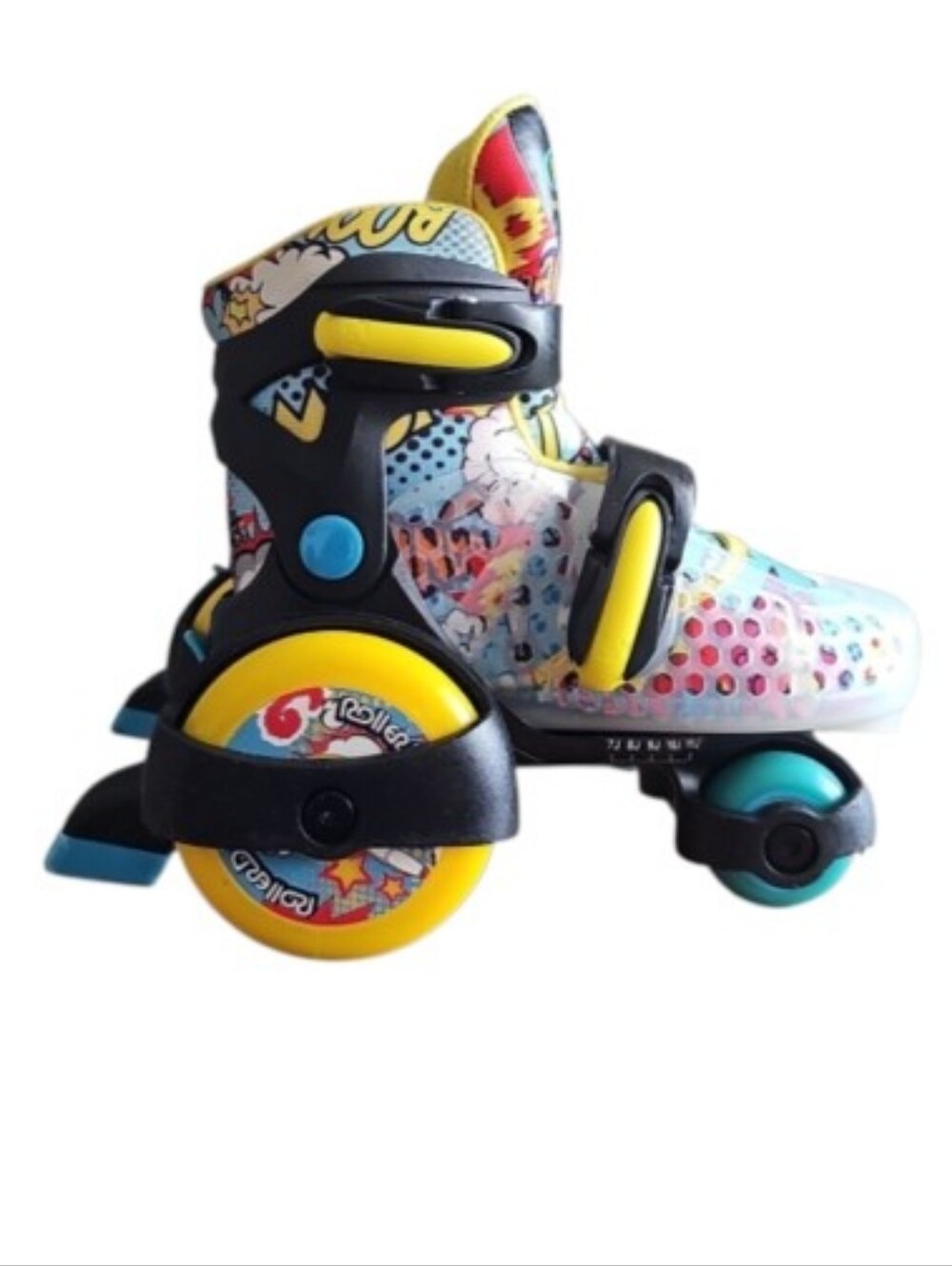 Roller Derby Adjustable Quad Skates Youth 7-11 Small Comic Pop Art Multicolor